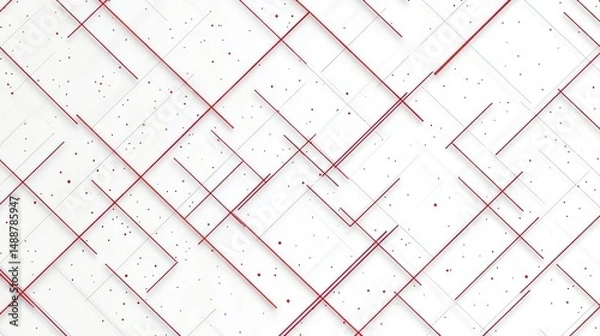 Fototapeta Abstract grid design with red lines and dots