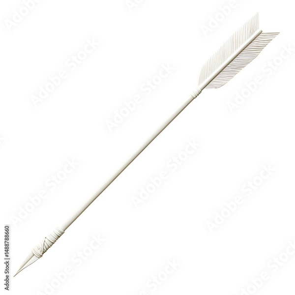 Obraz Sleek Arrow with Modern Accents in Pearlescent White Isolated on Transparent Background