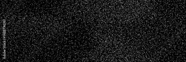 Fototapeta Sugar, salt powder or snow seamless bg. Sparling texture. White noise particles on black background. Vector illustration