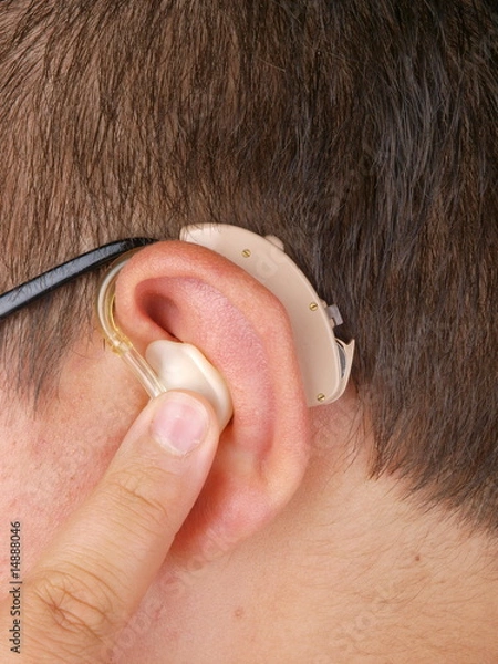 Obraz Man wearing hearing aid