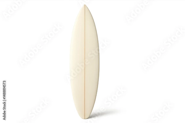 Fototapeta Classic white surfboard standing up on transparent background, ready for surfing and summer adventures