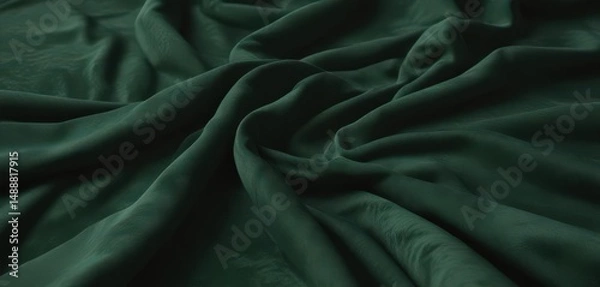 Fototapeta Deep emerald green velvet textile  Elegant, plush surface, ideal for design , dark green, background, elegant