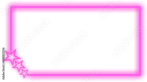 Fototapeta Neon Pink Rectangular Frame with Stars