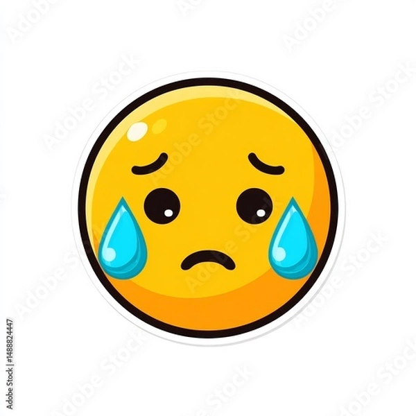 Fototapeta crying face emoji with big tears icon