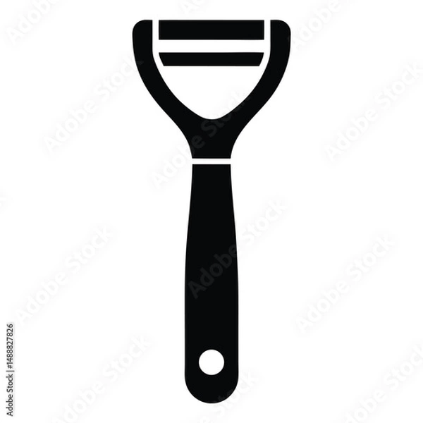 Fototapeta Simple Black Vegetable Peeler Illustration on White Background for Kitchen Use
