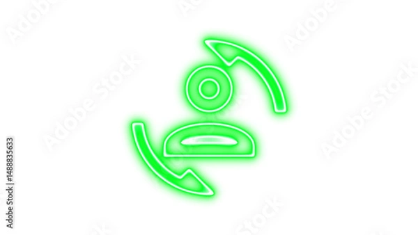 Fototapeta Neon icon of a person with two arrows circling around, symbolizing user interaction or refresh