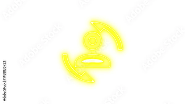 Fototapeta Neon icon of a person with two arrows circling around, symbolizing user interaction or refresh