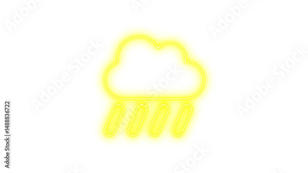 Fototapeta Neon cloud-showers-heavy icon glow with transparent background