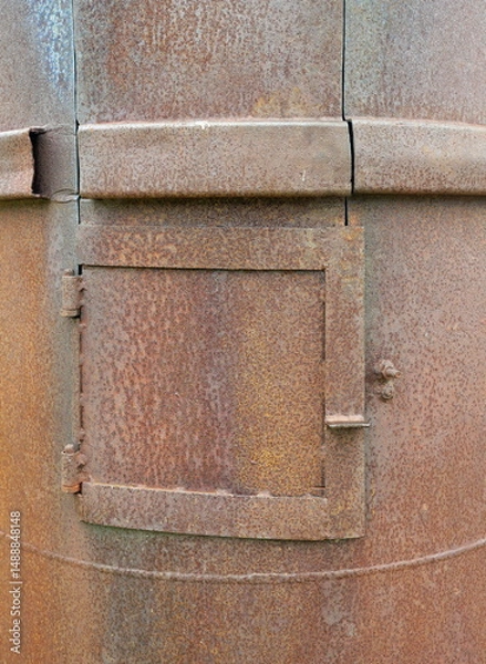 Obraz Rusty smoker with patina. Rusty smoker with oven door.