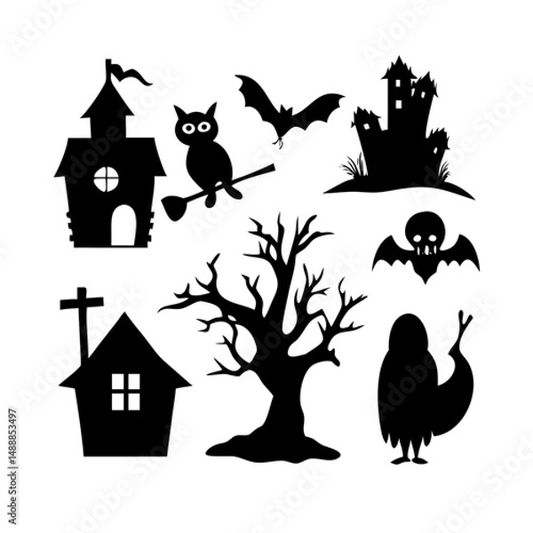 Fototapeta set of halloween elements
