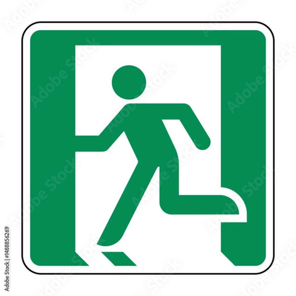Obraz Emergency Exit Sign – Left-Hand Direction – Safe Condition – High Quality Vectorial Graphic