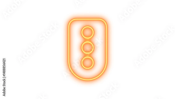 Fototapeta Glowing neon traffic light icon with three circles, Neon traffic light icon glow with transparent background