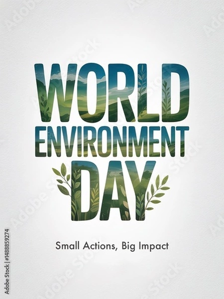 Obraz World Environment Day social media post typography protect wildlife eco-friendly save nature climate action  go green