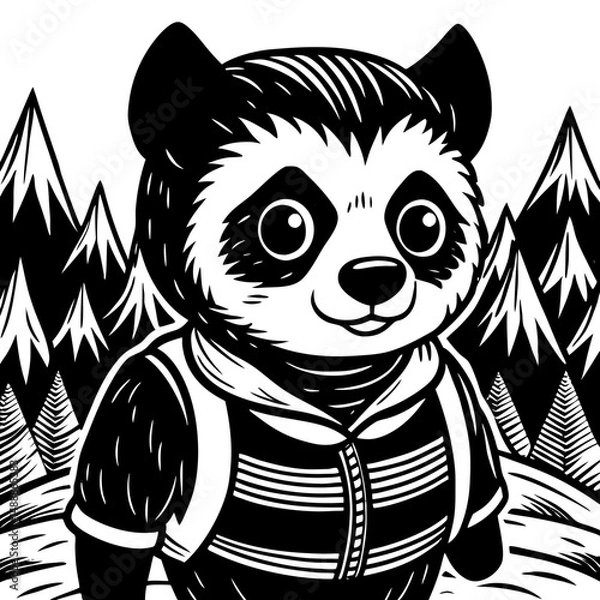 Obraz Panda Vector icon illustration silhouette Graphics design image white background
