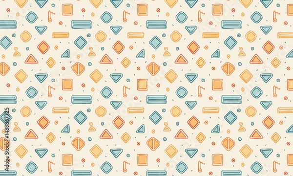 Fototapeta Creative Mix of Cute Illustrations - Seamless Pattern Collection