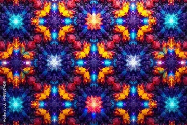 Obraz Intricate geometric shapes form complex, repeating design , abstract backgrounds, kaleidoscope