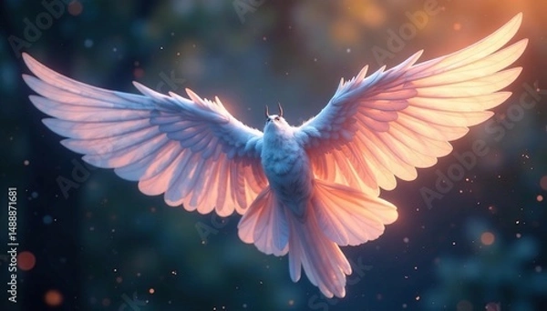 Obraz Delicate, translucent feathered wings, ethereal glow , spiritual, detail