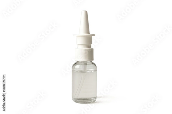 Fototapeta Nasal spray bottle against transparency, offering quick relief from allergies, sinus congestion, and cold symptoms