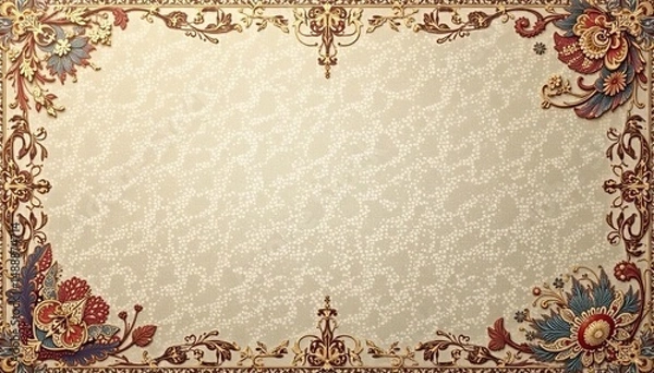 Obraz Subtle paisley damask, muted earth tones, delicate lines, cream, timeless, design