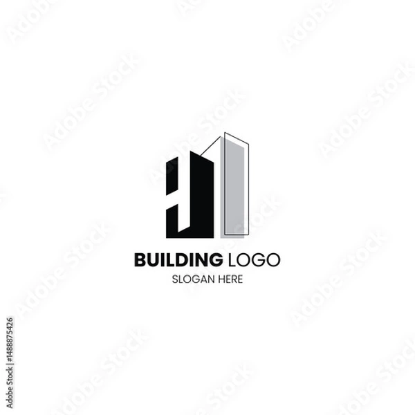 Fototapeta Letter H building logo for construction, architecture and property logo. Template for your brand