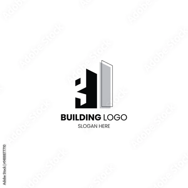 Fototapeta Letter R building logo for construction, architecture and property logo. Template for your brand