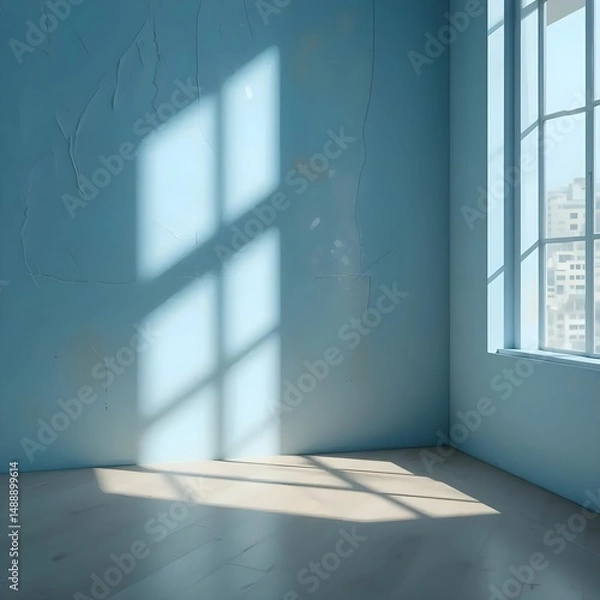 Obraz Abstract light blue background with shadow and window light