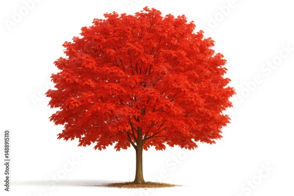 Fototapeta Majestic red maple tree with vibrant autumn foliage, isolated on a transparent background, perfect for adding a touch of fall to any project