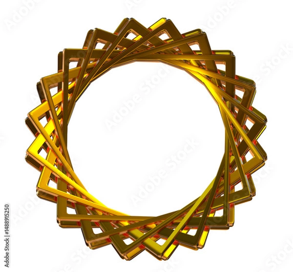 Fototapeta Round golden frame 3d on png transparent background.