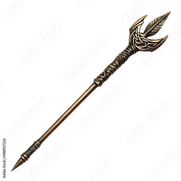 Fototapeta A Bronze Arrow with Celtic Torcs Ancient Chieftain Isolated on Transparent Background