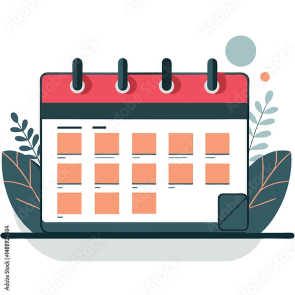 Fototapeta Illustrative Concept of a Comprehensive Online Calendar System