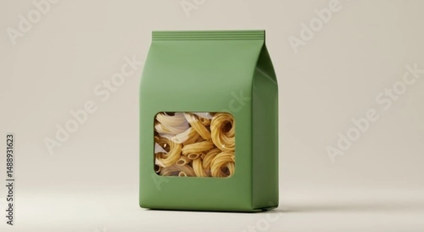 Obraz Matte Green Pasta Packaging with Transparent Window