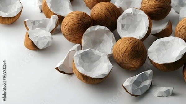 Obraz Geometric art of coconuts minimalist wallpaper
