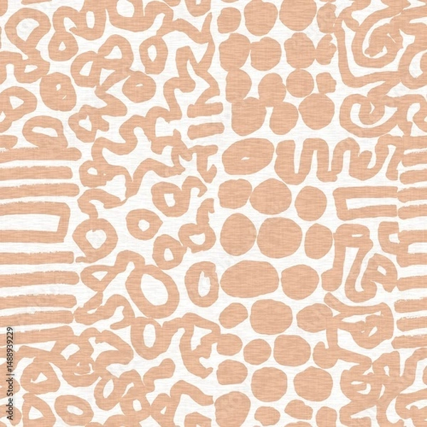 Fototapeta Calm minimal shape seamless pattern. Gender neutral baby nursery decor background. Scandi style sketch wallpaper in decorative kid fashion swatch. 