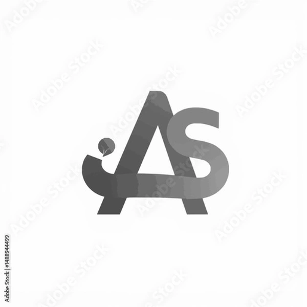 Obraz Modern logo design featuring the letters AS with a stylized leaf.