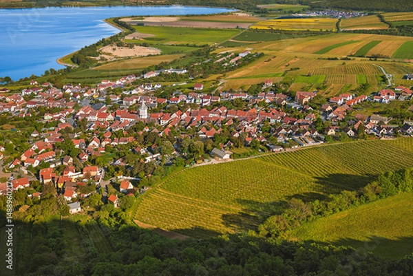 Fototapeta View of the South Moravian village of Pavlov from Děvičky Castle.