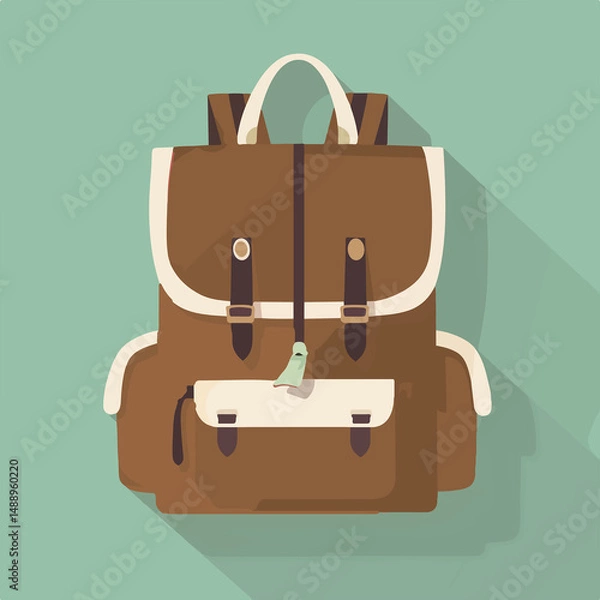 Fototapeta Vector illustration of a leather briefcase, a stylish business and travel bag icon with a handle