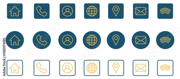 Obraz Downloadable set of flat social media logos perfect for web design projects, app interfaces, or marketing materials.  High-resolution vector icons.
