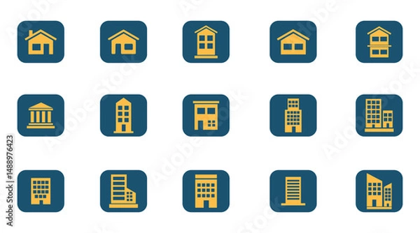 Obraz Collection of Building Icons Architectural Design Elements for Real Estate Branding