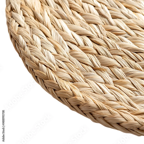 Fototapeta Minimalist Woven Straw Beach Mat with a Sleek Design Isolated on Transparent Background