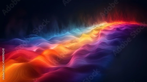Fototapeta a brightly colored wave pattern on a black background