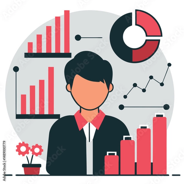 Fototapeta Conceptual Illustration of a Visual Data Revolutionizing Information Management