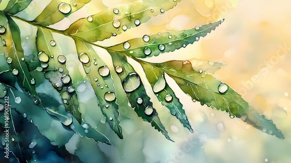 Obraz dewdrop glistening leaf
