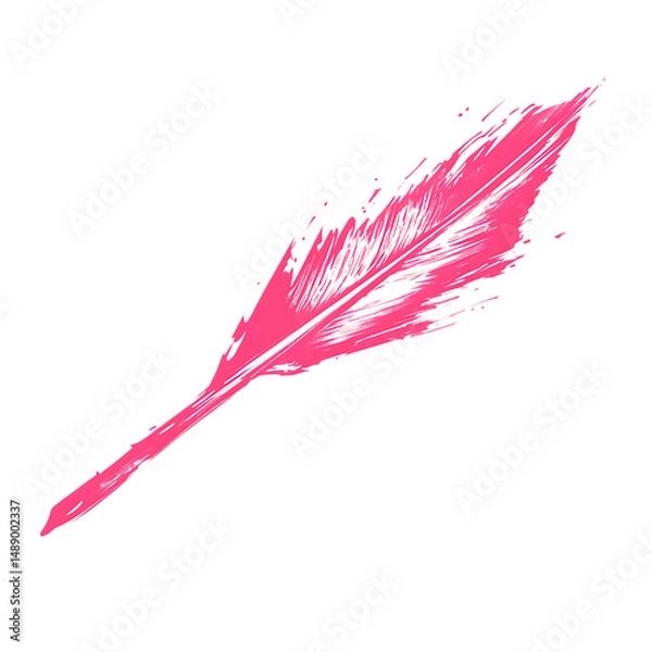 Fototapeta Artistic Arrow with Fluid Brush Strokes in Magenta Isolated on Transparent Background