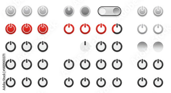 Fototapeta Power Button Icon Set On Off Toggle Switch UI Design Vector Icons Technology Graphic Web Element