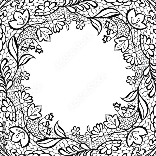 Obraz Elegant Black Lace Oval Frame.