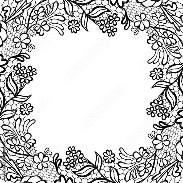Obraz Elegant Black Lace Square Frame.