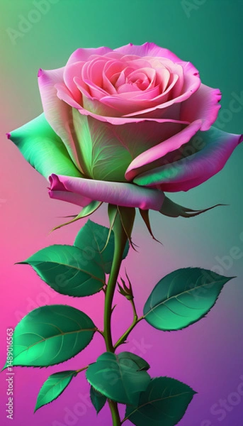 Obraz pink rose on a white background