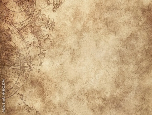 Fototapeta Aged world map parchment background