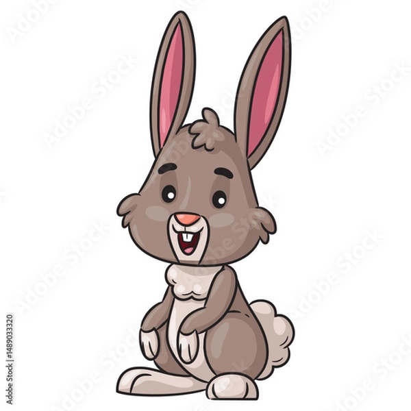 Obraz Cartoon rabbit smiling happily.eps