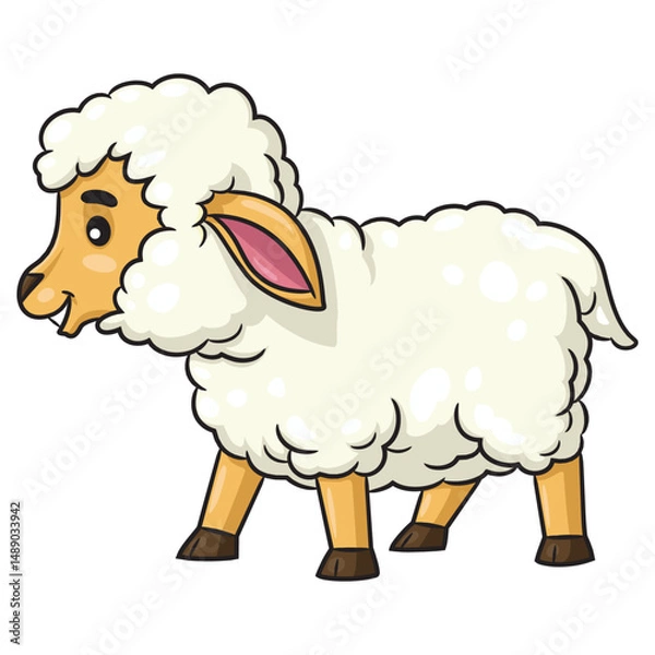 Obraz Cute white sheep cartoon.eps